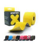 SPORTTAPE Extra Sticky Kinesiology Tape 5cm x 5m - Yellow | Hypoallergenic Waterproof K Tape | Muscle Injury Support Tape | Single Roll - Buy Online on GoSupps.com