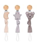 Fanshionide Wood Pacifier Chain - 3 Stick Baby Nuckle Chain with Cute Knitted Cartoon Straps for Boys & Girls - BPA-Free Newborn Accessories - Buy Online on GoSupps.com