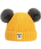 XYIYI Baby Kids Winter Warm Knit Hat with Fur Pom Beanie Cap - 6-24 Months Yellow - Buy Online on GoSupps.com