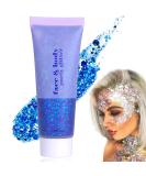 Body Glitter Gel 50ml Face Glitters Body Gel Sequins Shimmer Liquid Eyeshadow Mermaid Sequins Sparkling Chunky Body Lotion Glitter Liquid for Face Body Eye Hair Nail DIY Makeup Decoration-Blue#01 01#Blue - Buy Online on GoSupps.com