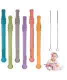 Silicone Baby Bite Tube & Chew Rings - 6 Pack Infant Sensory Toys - Molar Teething Aids for Toddlers - Buy Online on GoSupps.com