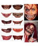 Halloween Clown Horror Mouth Temporary Tattoo Stickers - 10Pcs Halloween Prank Makeup for Cosplay Party Decorations - Buy Online on GoSupps.com