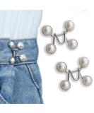 Qkari Jean Button Pins, Adjustable Jean Button, Detachable Jean Button Pin, No Sewing Required, Perfect Fit Instant Jean Button(White Pearl) - Buy Online on GoSupps.com