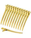 Stainless Steel Gold Hair Clips 12 Pack - Prong, Duckbill, Sectioning Clips for Hair Styling - Salon Barrettes - Buy Online on GoSupps.com