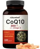 CoQ10 300mg with Omega-3 | Stable High Absorption Antioxidant for Heart & Energy Health | 240 Capsules - Extra Strength Coenzyme Q10 Supplement - Buy Online on GoSupps.com