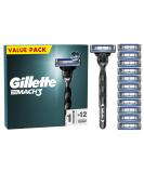 Gillette Mach3 Men's Razor + 12 Razor Blade Refills - Smooth Shave with 3 Blades - Buy Online on GoSupps.com