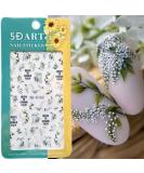 5D White Flower Nail Stickers - Summer Self Adhesive Leaf Decals for Nail Art | Green Leaves, Lily & Floral Accessories - Embossed Design for Blossom Decoration - Buy Online on GoSupps.com