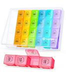 AUVON Extra Large Weekly Pill Organizer - 4 Times a Day 28 Compartment Pill Box for Vitamins Supplements & Medication - Ideal for Fish Oils & Daily Use - Buy Online on GoSupps.com