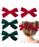 4Pcs Velvet Bow Hair Clips for Girls & Women, Christmas Hair Accessories in Red Green - 3.8 Inch - Buy Online on GoSupps.com