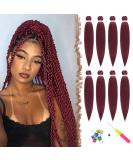 Feshfen Pre-Stretched Burgundy Braid Hair Extensions - 65cm Yaki Texture (8 Pack) for Easy Braiding - Buy Online on GoSupps.com