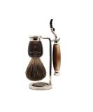 Edwin Jagger Classic Shaving Set - Pure Badger Brush & Mach 3 Razor - Imitation Light Horn & Nickel - International Shipping Available - Buy Online on GoSupps.com