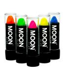 Moon Glow Blacklight Neon UV Lipstick Set - 5 Intense Colors - Glows Brightly Under UV Light | 0.16oz Each - International Shipping - Buy Online on GoSupps.com