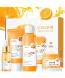 Vitamin C Skincare Set for Teenage Girls - 5-in-1 Travel Size Kit with Cleanser Toner Serum Eye Cream & Face Cream | Perfect Skin Care Solution - Buy Online on GoSupps.com