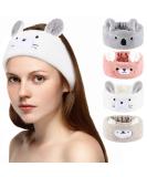 4 Pieces Makeup Spa Headband Face Wash Headband Animal Headband for Washing Face Coral Fleece Cosmetic Headband Plush Animal Ears Shower Hairband for Women girls (Adorable Animal Style) - Buy Online on GoSupps.com
