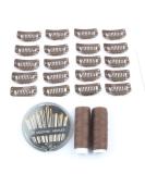 50pcs Stainless Steel Hair Extension Clips Wigs Combs + 2pcs Weaving Thread & Needles Set - Dark Brown - Buy Online on GoSupps.com