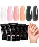 Beetles Poly Nail Extension Gel Kit - 6 Colors Quick Building Nail Enhancement DIY Nail Art Manicure Gift - Clear Pink Nude Grey Glitter - Buy Online on GoSupps.com