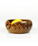 Rosewood Yarn Storage Bowl with Carved Holes | Knitting Crochet Accessories - Medium | Nagina International - Buy Online on GoSupps.com