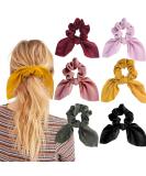 Aileam 6PCS Satin Silk Hair Scrunchies with Bunny Ear Bow - Classic Color Set - Buy Online on GoSupps.com