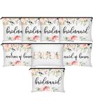 Bridesmaids Makeup Bag Set - Floral Wedding Cosmetic Canvas Bags for Women - Buy Online on GoSupps.com