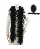 Black Ostrich Feather Boa - 2 Yards, 3-Ply Long Boa for Parties, DIY Projects & Clothing Decoration - Buy Online on GoSupps.com