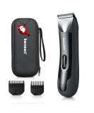Body Hair Trimmer Men KENSEN Electric Groin Hair Manscape Rechargeable Body Groomer for Private Parts & Pubic Hair Waterproof Wet and Dry Razor with LED Balls Razor Gray
