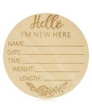 Hello World Wooden Baby Announcement Sign - Round Newborn Welcome Plaque for Baby Shower Photo Prop and Nursery Wall Decor - Buy Online on GoSupps.com