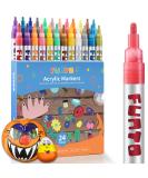 Funto Acrylic Paint Pens 24 Colors Set Medium Tip Non-Toxic - Quick Drying for Rock, Fabric, Wood, Canvas, Metal, Ceramic, Glass - Ideal for Scrapbooking & DIY Crafts - Buy Online on GoSupps.com