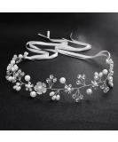Buy Uongeod Bridal Jewelry | Crystal Pearls Bohemian Headpiece & Flower Vine - Silver Wedding Accessories - Buy Online on GoSupps.com
