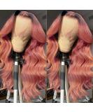 ANDRIA Pink Long Lace Front Wig 24 Inch Loose Wave - Heat Resistant Synthetic Ombre Wig for Women - Buy Online on GoSupps.com