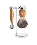 M HLE Vivo Shaving Set - Safety Razor & Pure Badger Hair Brush with Olive Wood Handle - Premium International Shipping - Buy Online on GoSupps.com
