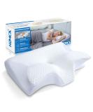 HOMCA Memory Foam Cervical Pillow - 2-in-1 Ergonomic Contour Orthopedic Pillow for Neck Pain Relief - Support for Side, Back, and Stomach Sleepers - White - Buy Online on GoSupps.com