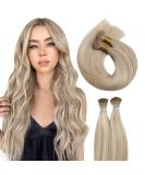 Moresoo I Tip Extensions - Real Hair Blond & Ashblond Keratin Bondings 45cm | #P18/613 40g - Shop Internationally! - Buy Online on GoSupps.com