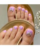 MISUD Purple French Tip Glue-On Fake Toenails with Rhinestone Design - 24 Pack - Buy Online on GoSupps.com
