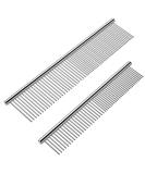 Cafhelp 2 Pack Dog Combs with Rounded Ends Stainless Steel Teeth, Cat Comb for Removing Tangles and Knots, Professional Grooming Tool for Long and Short Haired Dog, Cat and other pets, 6.3IN/7.4IN - Buy Online on GoSupps.com