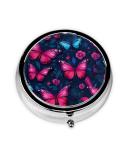 Round Pill Box - Mini Travel Medicine Organizer | Butterfly Design | Perfect for Purse & Pocket - Buy Online on GoSupps.com