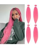 SOKU Pre Stretched 24 Pink Braiding Hair 4 Packs - Synthetic Fiber Crochet Twist Braids - Soft Yaki Straight Texture - 24 Inch (Pack of 4) - Buy Online on GoSupps.com