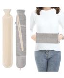 Long Hot Water Bottle with Hand Pocket Cover 2L Large Rubber Hot Water Bottles with Zipper Cover Easy Take on/Off Extra Big Wearable Body Grey Hot Water Bag with Strap for Relief Pain Waist Neck - Buy Online on GoSupps.com