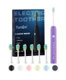 7AM2M Sonic Electric Toothbrush for Adults and Kids One Charge for 90 Days with 6 Brush Heads 5 Modes with 2 Minutes Build in Smart Timer Roman Column Handle Design(Purple) Purple No Travel Case - Buy Online on GoSupps.com