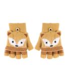 Toddler Kids Puppy Flip Top Half Finger Gloves | Ages 3-8 Yrs | Fox/Yellow - Buy Online on GoSupps.com