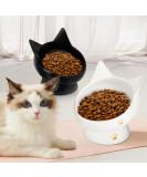 Ceramic Cat Bowls Set - Anti Vomiting, Tilted, Elevated - For Cats and Small Dogs - Protects Pet's Spine - Dishwasher & Microwave Safe - 2 Pack Black-White - Buy Online on GoSupps.com