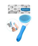 Cleanpets Self-Cleaning Dog & Cat Brush - Perfect for Short & Long Hair - Removes Undercoat - Blue - Buy Online on GoSupps.com