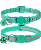 Taglory Reflective Cat Collar 2-Pack | Adjustable Safety Clasp & Bell | Turquoise 15-20cm for Kittens & Cats - Buy Online on GoSupps.com