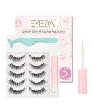 EMEDA 3D Natural False Lashes with Glue 5 Pairs Fluffy False Cat Eye Lashes Multipack Thick and Long False Eyelashes With Glue Strip Fake Lashes With Applicator False Lashes Kit (A9) - Buy Online on GoSupps.com