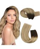Moresoo Human Hair Weft Extensions Balayage Sew in Hair Extensions 22 Inch 100g - Brown Ombre to Light Brown with Medium Blonde Double Weft #3/8/22 - Buy Online on GoSupps.com