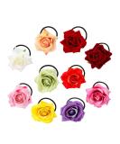 10 Pack Colorful Handmade Rose Flower Hair Bow Wreath Garland Elastic Stretchy Hair Ties Ponytail Holder Band Scrunchies Ring for Women Wedding Bridal Party Hairstyles Decoration - Buy Online on GoSupps.com