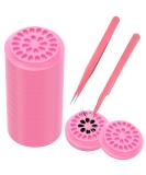 Pink Flower False Eyelashes Glue Holders with Tweezers - 200 Pieces for Lash Extension Application - Buy Online on GoSupps.com