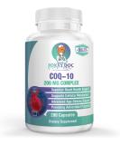 Foxxy Doc CoQ10 200mg - 200 Caps - Non-GMO Supplement for Brain, Heart, Muscle & Cells - Best Price - 6.5 Month Supply - Buy Online on GoSupps.com