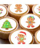 24 edible PRE CUT Christmas Gingerbread kids childrens party decoration cupcake toppers on wafer rice paper - Buy Online on GoSupps.com