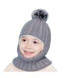 Balaclava Kids Winter Hat Scarf with Double Pom Pom Design - C-Grey, One Size - Buy Online on GoSupps.com