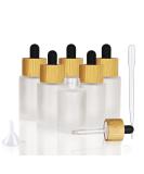 Cosidea 6 Pack 30ml Military Glass Bottles with Bamboo Drip Lid - Ideal for Serums Essential Oils & DIY Cosmetics - Perfect Travel Perfume Dripping Bottles with Pipette - Buy Online on GoSupps.com